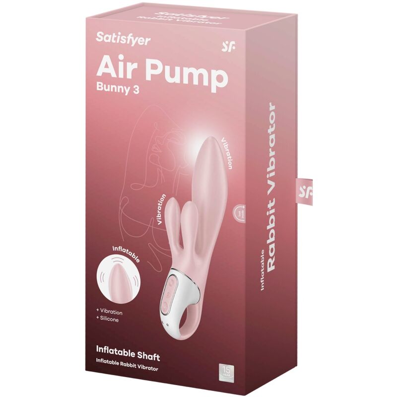SATISFYER - AIR PUMP BUNNY 3 VIBRATORE GONFIABILE CONIGLIO ROSA
