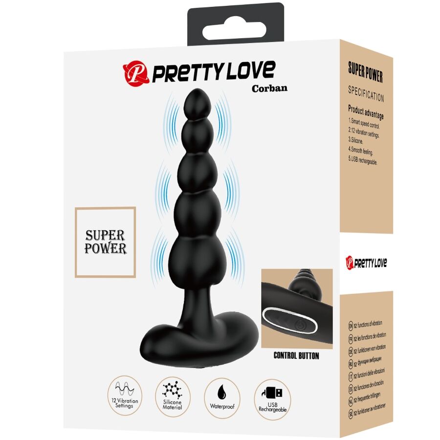 PRETTY LOVE - CORBAN VIBRATORE ANALE 10 VIBRAZIONI NERO