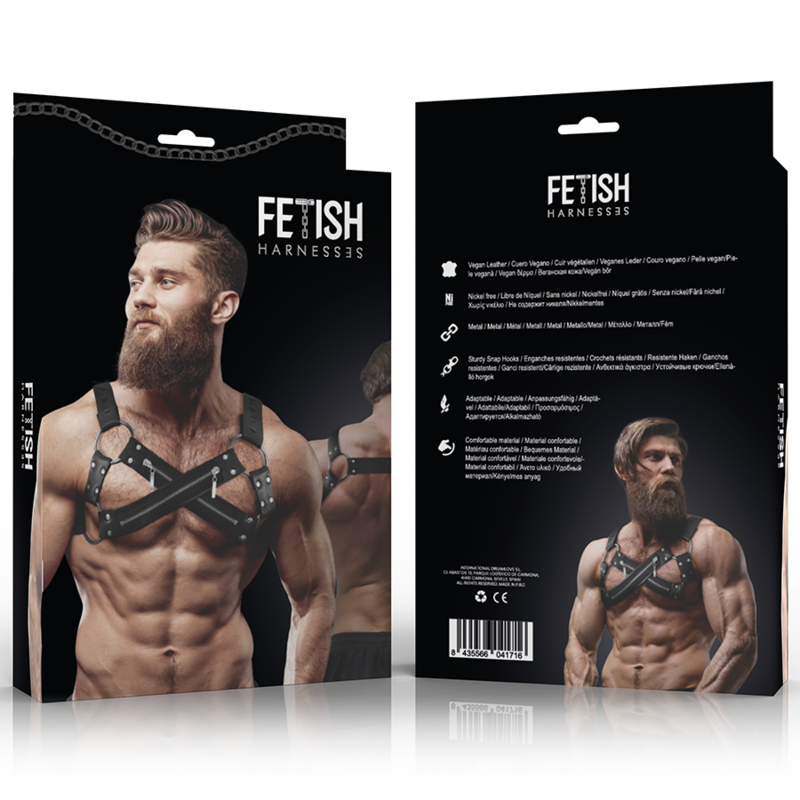 FETISH SUBMISSIVE ATTITUDE - IMBRACATURA BULLDOG IN NEOPRENE REGOLABILE CON CERNIERE PER UOMINI