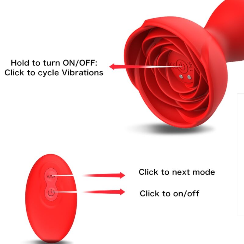 ARMONY - EXTREME A BLOOM VIBRATORE ROSE E TELECOMANDO PLUG ANALE ROSSO