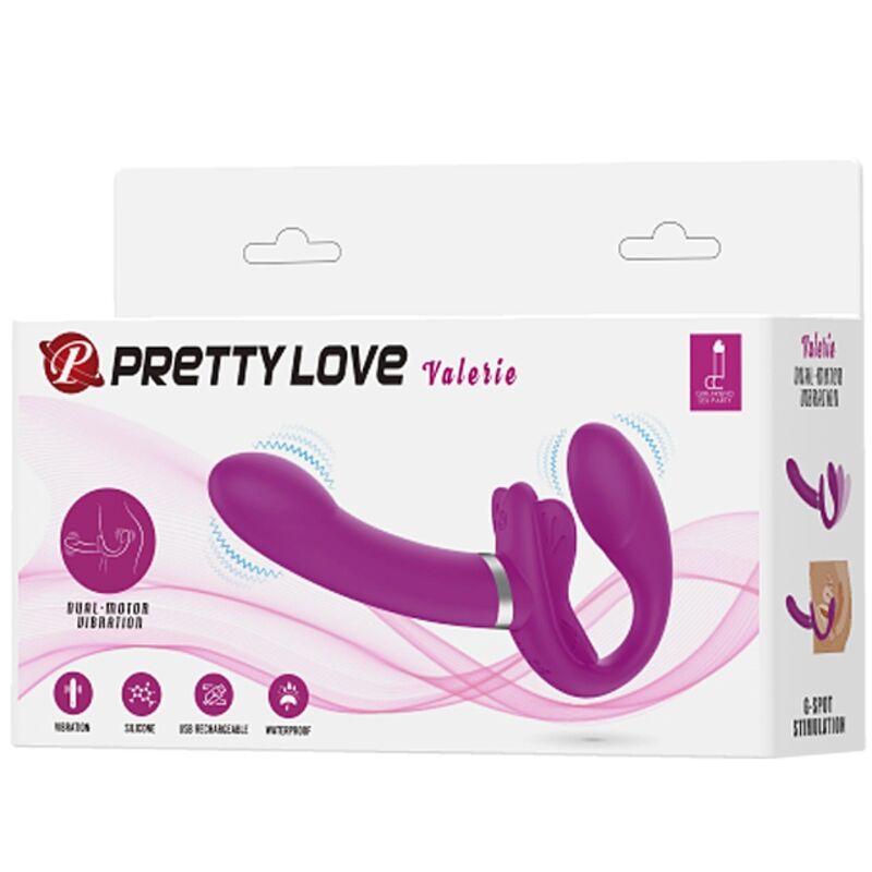 PRETTY LOVE - VALERIE VIBRATORE DOPPIO STRAP-ON 12 VIBRAZIONI VIOLA