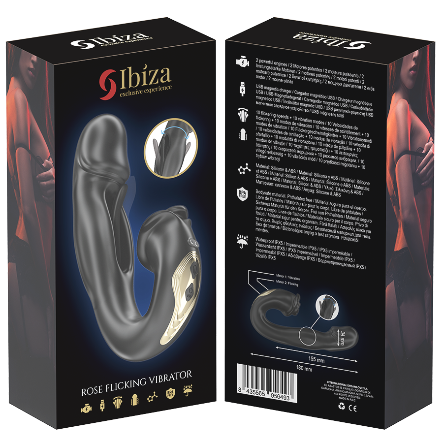 IBIZA - VIBRATORE ROSE EFFETTO FLICKING E STIMOLATORE DEL CLITORIDE