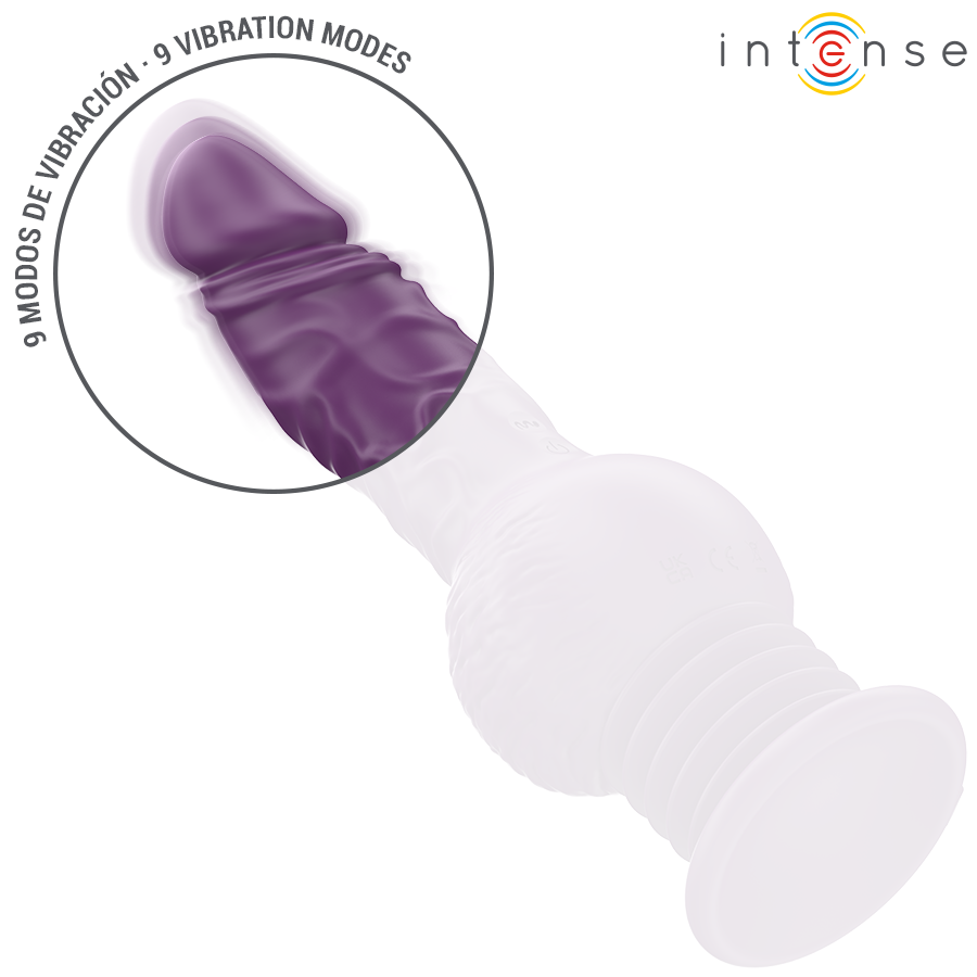 INTENSE - VIBRATORE MULTIFUNZIONE TATUM CON VIBRAZIONE SU E GIÙ 24 CM VIOLA