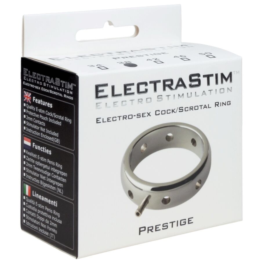 ELECTRASTIM - ANELLO PER PENE ELETTROMAGNETICO IN METALLO PRESTIGE 38 MM