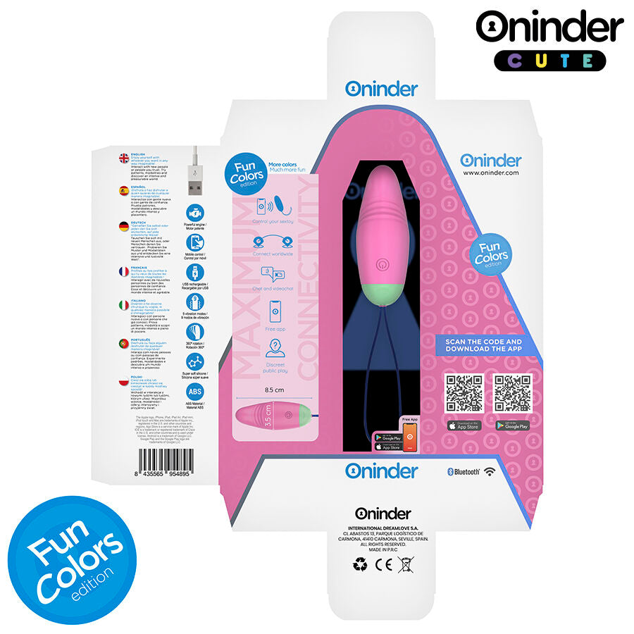 ONINDER CUTE - UOVO VIBRO-ROTANTE IN SILICONE 360° PER AMORE E PIACERE - APP GRATUITA IN TUTTO IL MONDO