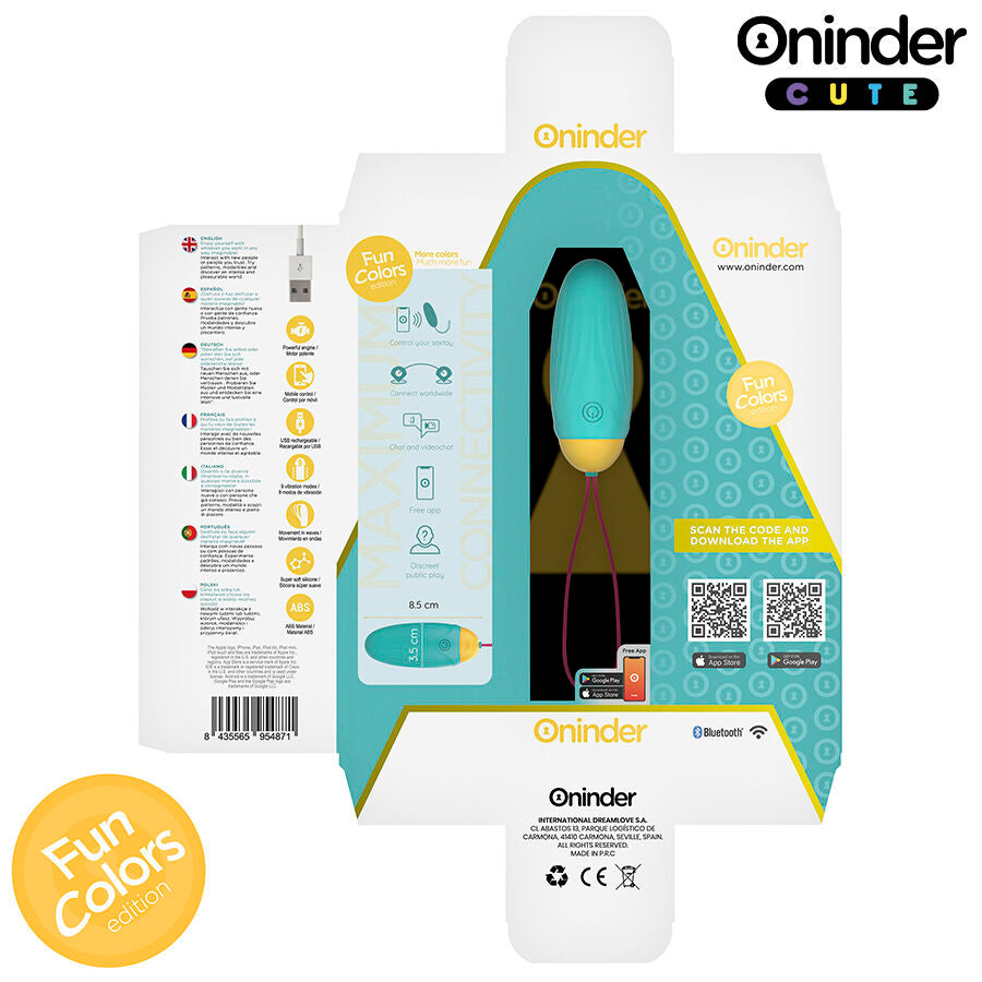 ONINDER CUTE - UOVO VIBRO-ROTANTE IN SILICONE CON GEMMA PER AMORE E PIACERE - APP GRATUITA IN TUTTO IL MONDO