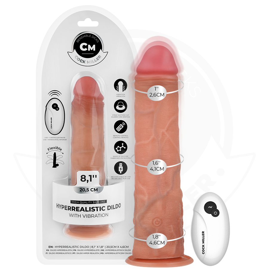 COCK MILLER - DILDO REALISTICO CON VENTOSA E TELECOMANDO VIBRAZIONE 20,5 CM