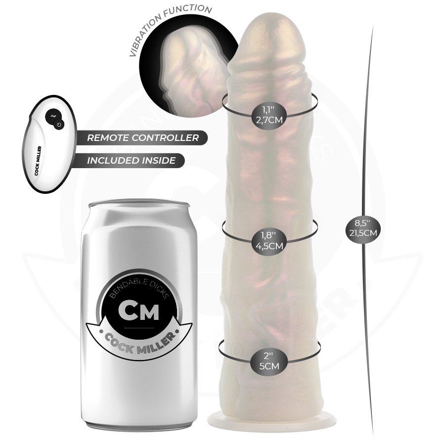 COCK MILLER - DILDO CON VENTOSA, LUCI E VIBRAZIONE CON TELECOMANDO BIANCO 21,5 CM