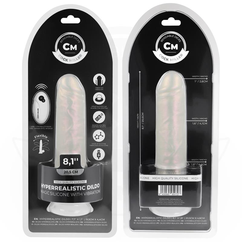 COCK MILLER - DILDO CON VENTOSA, LUCI E VIBRAZIONE CON TELECOMANDO BIANCO 20,5 CM