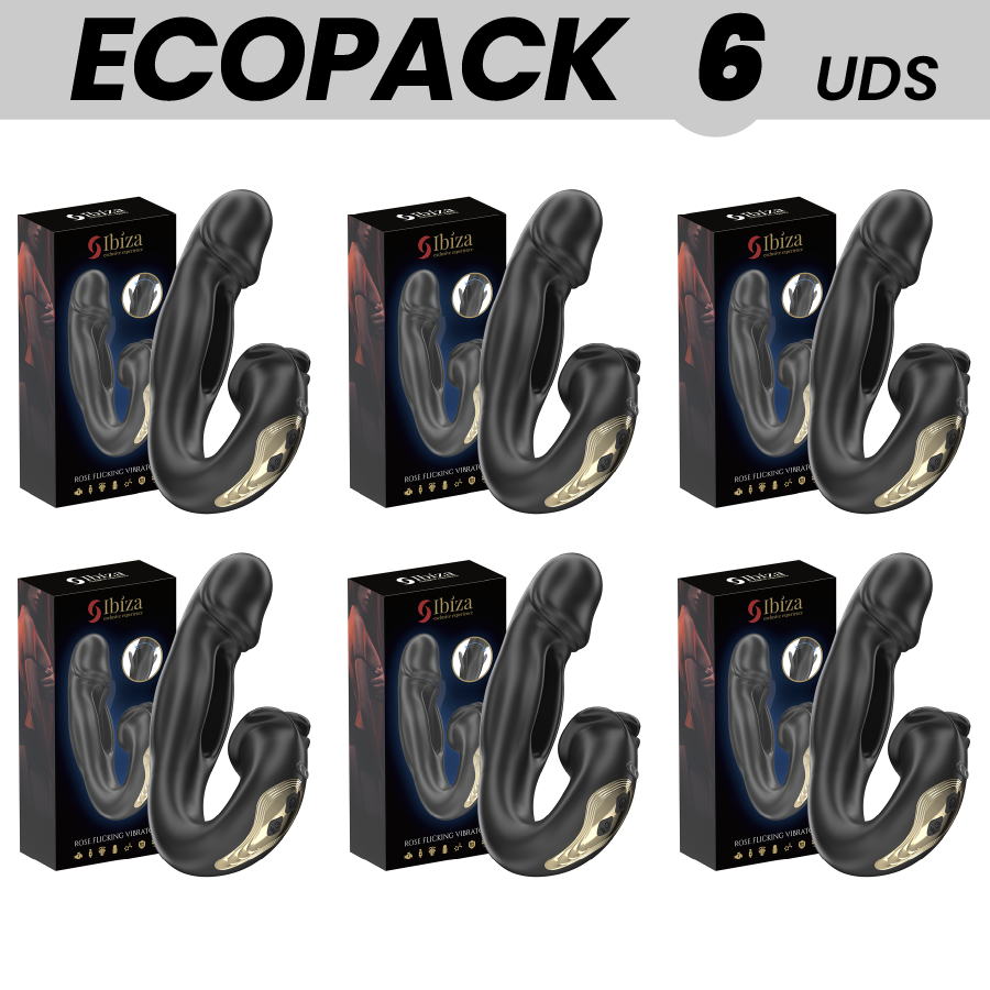 ECOPACKS 6 UNITÀ - VIBRATORE IBIZA ROSE EFFETTO FLICKING E STIMOLATORE CLITORIDEO