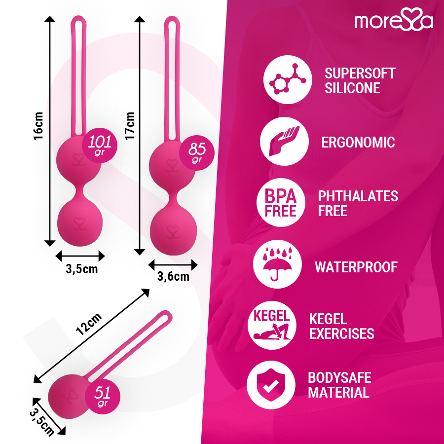 MORESSA - SET OSIAN PREMIUM SILICONE ROSA (Osian One - 51 g | Osian Two - 101 g | Osian Three 85 g)