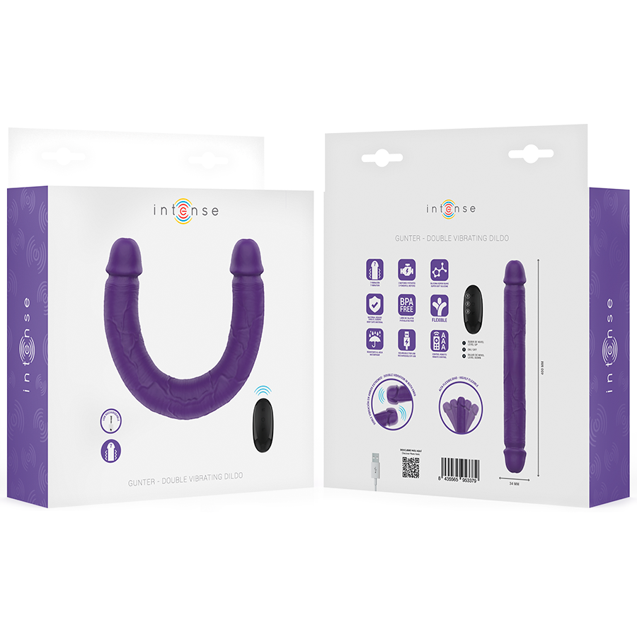 INTENSE - GUNTER DILDO DOPPIO VIBRATORE 40 CM VIOLA TELECOMANDO