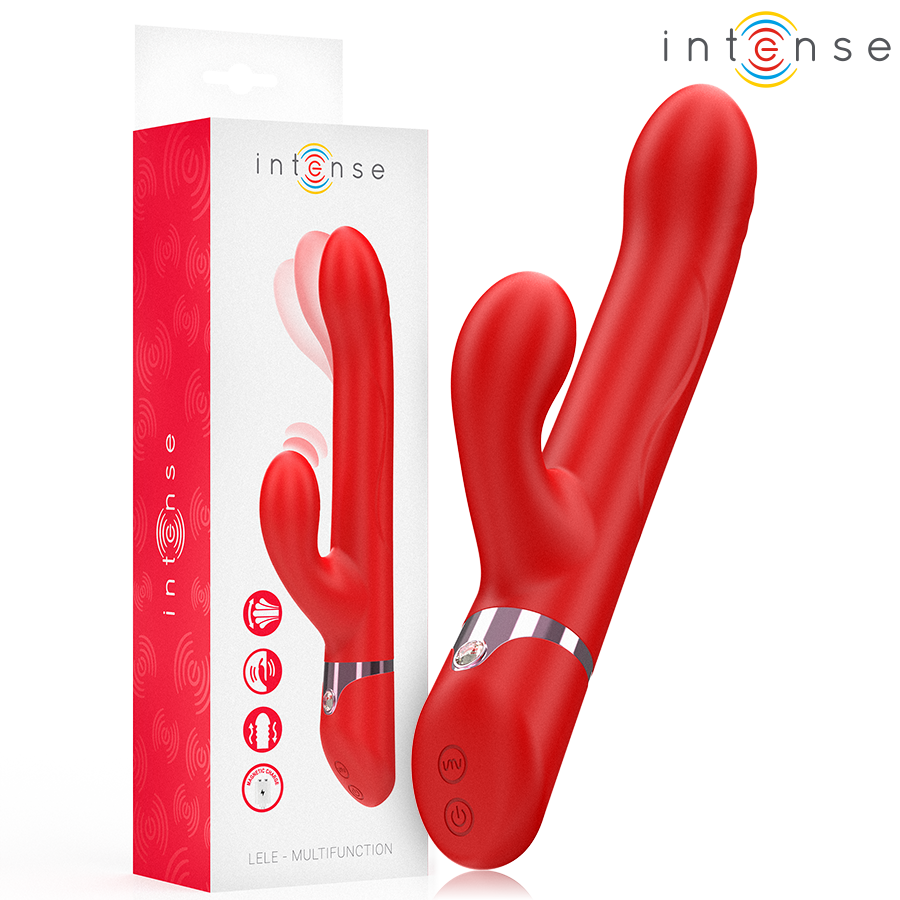 INTENSE - LELE VIBRATORE MULTIFUNZIONE ROTANTE E OSCILLANTE E STIMOLANTE ROSSO