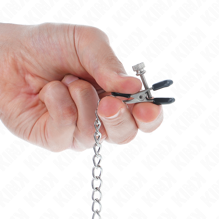 KINK - MORSETTI PER CAPEZZOLI A CATENA PIATTA ARGENTO 34 CM