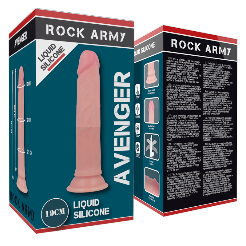 ROCKARMY - IMBRACATURA + DILDO IN SILICONE LIQUIDO PREMIUM AVENGER 19 CM -O- 3.98 CM